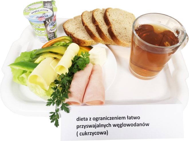 Zdjęcie przedstawia posiłek, śniadanie zgodnie z dietą z ograniczeniem łatwo przyswajalnych węglowodanów (cukrzycowa)