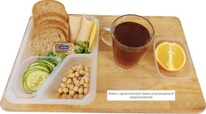 Zdjęcie przedstawia posiłek, śniadanie zgodnie z dietą z ograniczeniem łatwo przyswajalnych węglowodanów